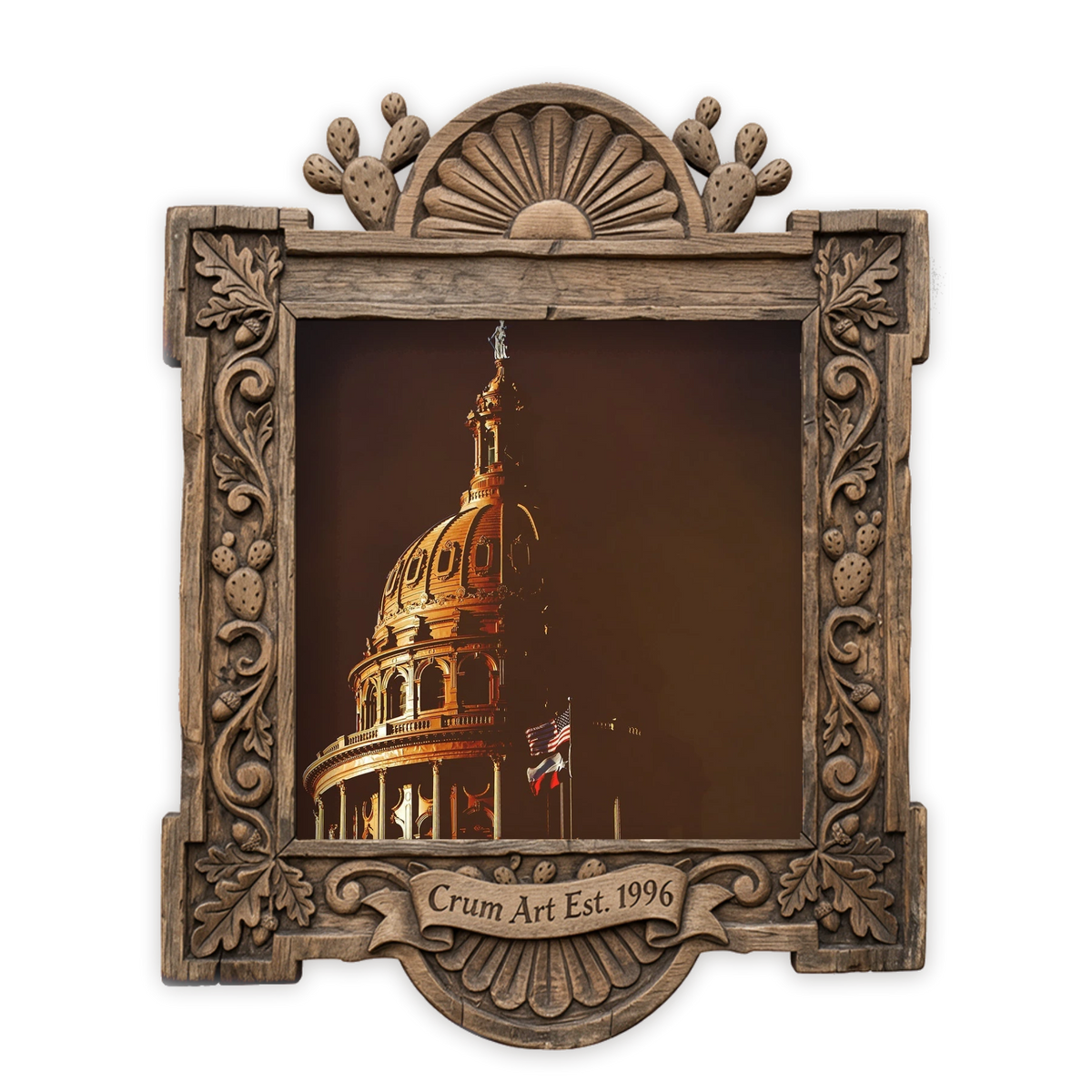 Texas State Capitol Print — art print by Betsy Crum in a carved wood frame