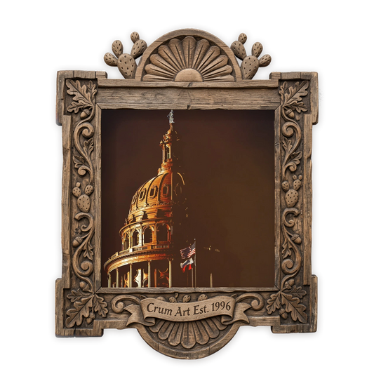 Texas State Capitol Print — art print by Betsy Crum in a carved wood frame