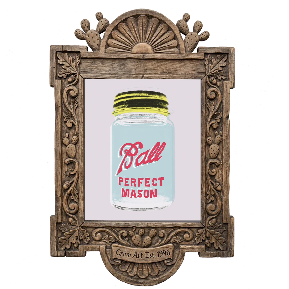 Ball Jar — kitchen art print by Betsy Crum in a carved wood frame