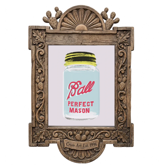 Ball Jar — kitchen art print by Betsy Crum in a carved wood frame