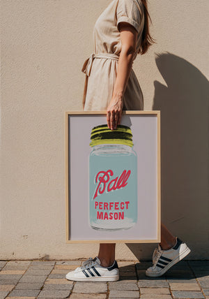Ball Jar kitchen art print by Betsy Crum — framed with velvet mat
