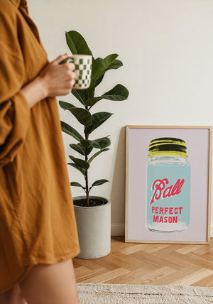 Ball Jar kitchen art print by Betsy Crum — framed with velvet mat