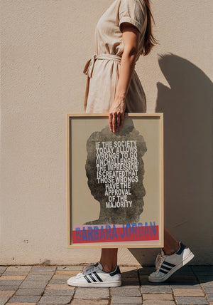 Barbara Jordan Texas art print by Betsy Crum — framed with velvet mat