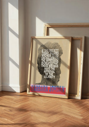 Barbara Jordan Texas art print by Betsy Crum — neutral frame room mockup