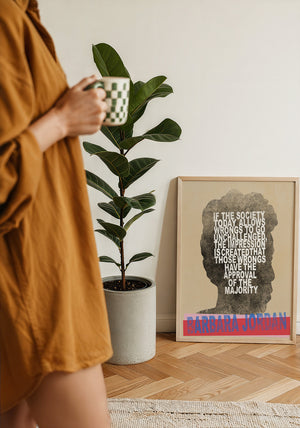 Barbara Jordan Texas art print by Betsy Crum — framed with velvet mat
