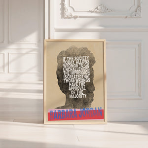 Barbara Jordan Texas art print by Betsy Crum — neutral frame room mockup