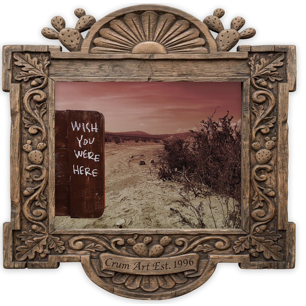 Wish You Were Here — art print by Betsy Crum in a carved wood frame