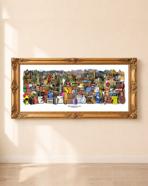 Big Bend National Park photomontage art print by Carl Crum in a gold frame