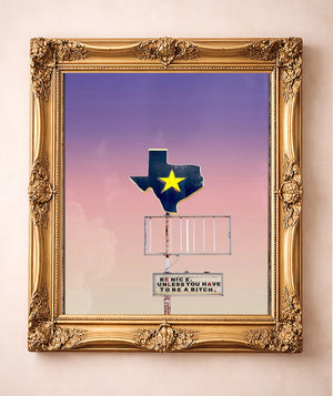 Be Nice — art print by Betsy Crum in a gold frame