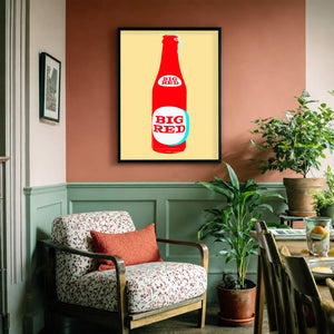 Big Red Art Print – Single Bottle Yellow Pop Art | Betsy Crum