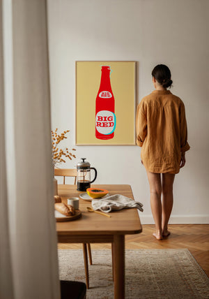 Big Red Warhol Grid kitchen print by Betsy Crum — framed with velvet mat