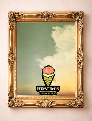 Austin Sandys Frozen Custard Neon Ice Cream shown framed by Crum Art