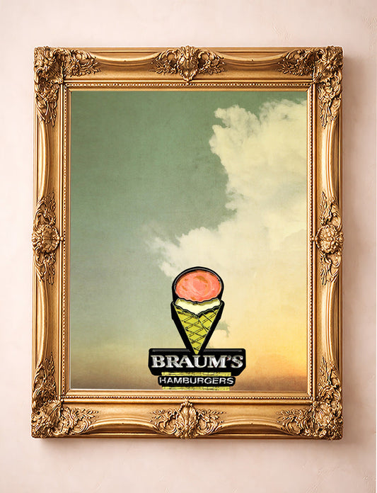 Austin Sandys Frozen Custard Neon Ice Cream shown framed by Crum Art