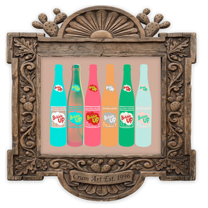 Bubble Up Soda — kitchen art print by Betsy Crum in a horizontal carved wood frame