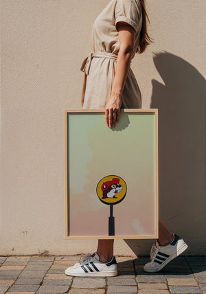 Buc-ee's Under a Big Sky Texas art print by Betsy Crum — framed with velvet mat
