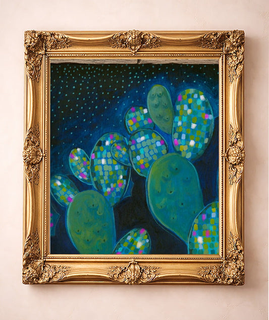 Disco Cactus — art print by Caya Crum in a gold frame