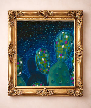Disco Cactus Pink — art print by Caya Crum in a gold frame