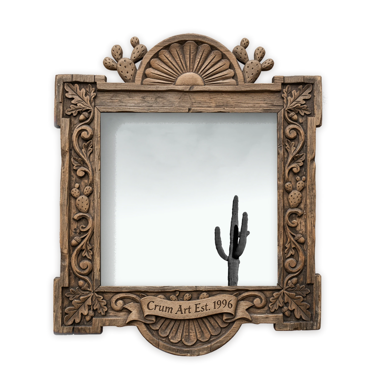 Cosmic Saguaro — art print by Betsy Crum in a carved wood frame