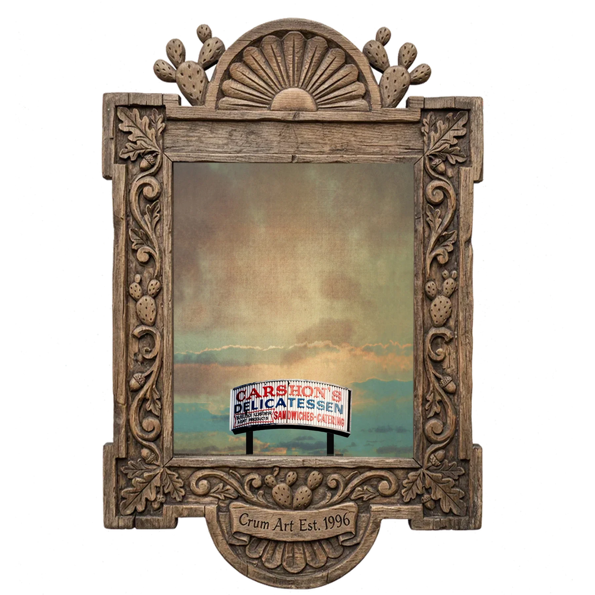 Carshons Deli — Fort Worth art print by Betsy Crum in a carved wood frame