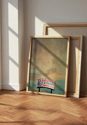 Carshons Deli Fort Worth art print by Betsy Crum — neutral frame room mockup