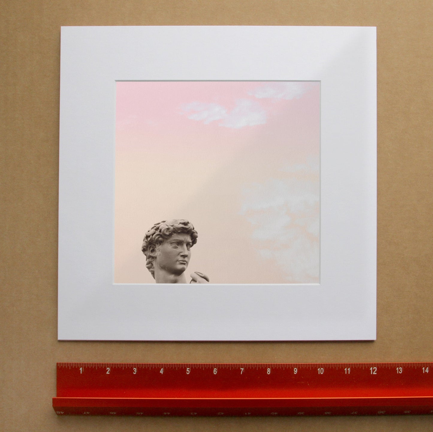 David Statue Greco Roman Pop Art Print | Neoclassical Decor | Caya Crum in matted square frame mockup