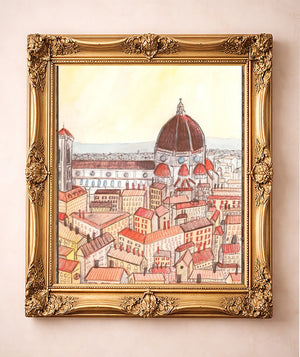 Duomo Florence Sketchbook — art print by Caya Crum in a gold frame