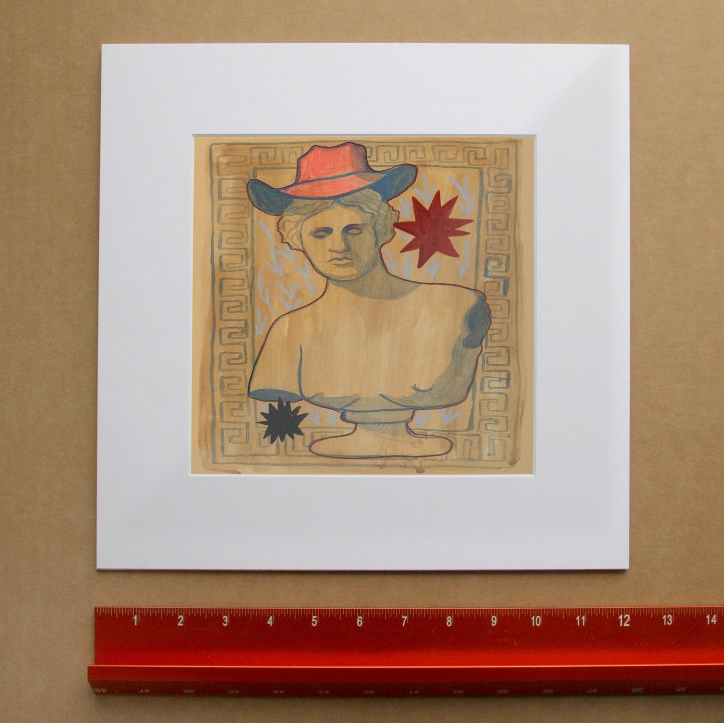 Greco Roman Cowgirl Bust Print | Neoclassical Decor |  Caya Crum in matted square frame mockup