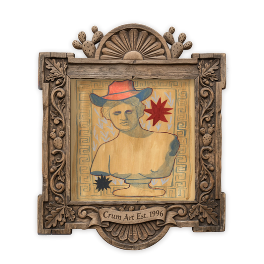 Cosmic Cowboy Greco Roman — art print by Caya Crum in a carved wood frame
