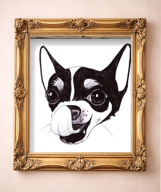 Chihuahua Pen & Ink — art print by Caya Crum in a gold frame