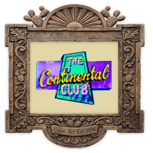 Continental Club — Austin art print by Betsy Crum in a horizontal carved wood frame