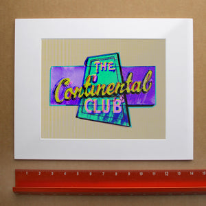 Continental Club Austin print by Betsy Crum — horizontal room scene