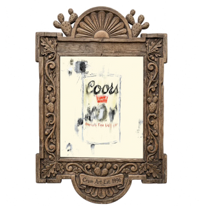 Coors Banquet — bar art print by Betsy Crum in a carved wood frame