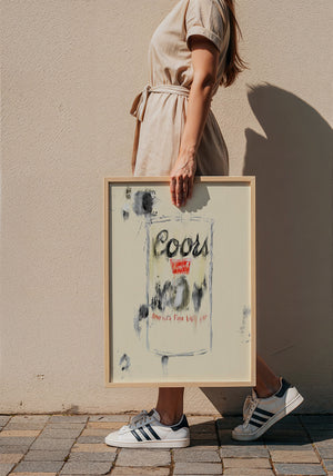 Coors Banquet bar wall art print by Betsy Crum — framed with velvet mat