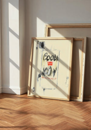 Coors Banquet bar wall art print by Betsy Crum — neutral frame room mockup