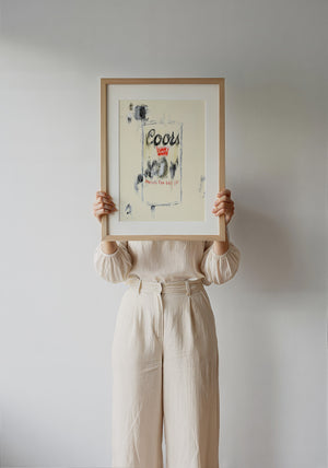 Coors Banquet bar wall art print by Betsy Crum — framed with velvet mat
