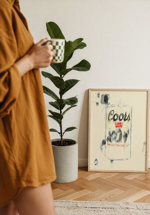 Coors Banquet bar wall art print by Betsy Crum — framed with velvet mat