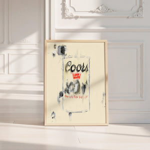 Coors Banquet bar wall art print by Betsy Crum — neutral frame room mockup