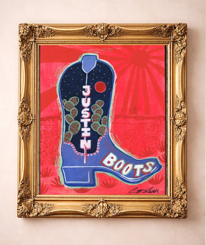 Justin Boot — art print by Caya Crum in a gold frame