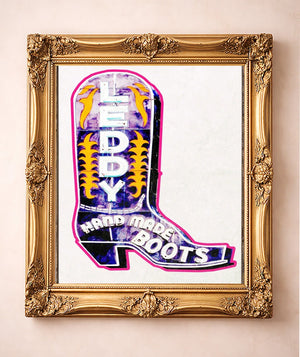 Leddy Boot White Print — art print by Betsy Crum in a gold frame