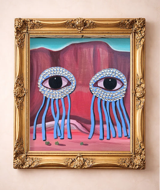 Cowboy Stars Fringe Vest — art print by Caya Crum in a gold frame