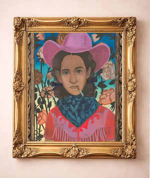 Cowgirls & Flowers — art print by Caya Crum in a gold frame