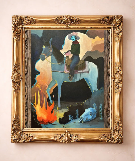 Missy Night Ride Print — art print by Caya Crum in a gold frame