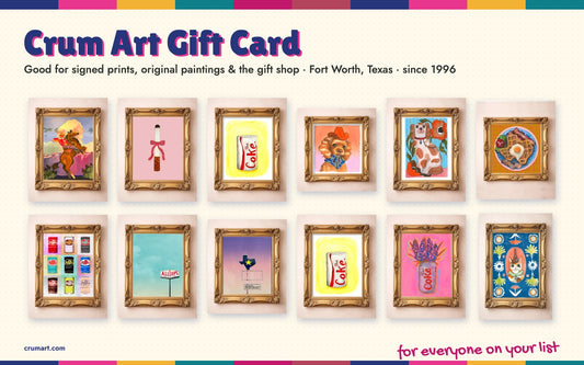 Crum Art gift card for everyone on your list: twelve framed Christmas-favorite Texas prints
