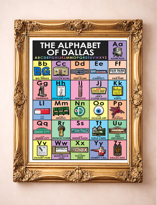 Dallas Alphabet Art Print | ABC's of Texas | Betsy Crum Art