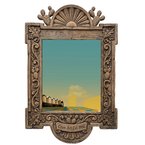 Kimbell & Will Rogers — Fort Worth art print by Betsy Crum in a carved wood frame