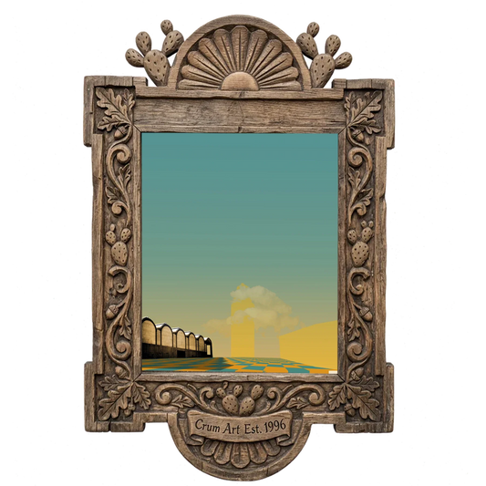 Kimbell & Will Rogers — Fort Worth art print by Betsy Crum in a carved wood frame