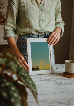 Kimbell & Will Rogers Fort Worth art print by Betsy Crum — neutral frame room mockup
