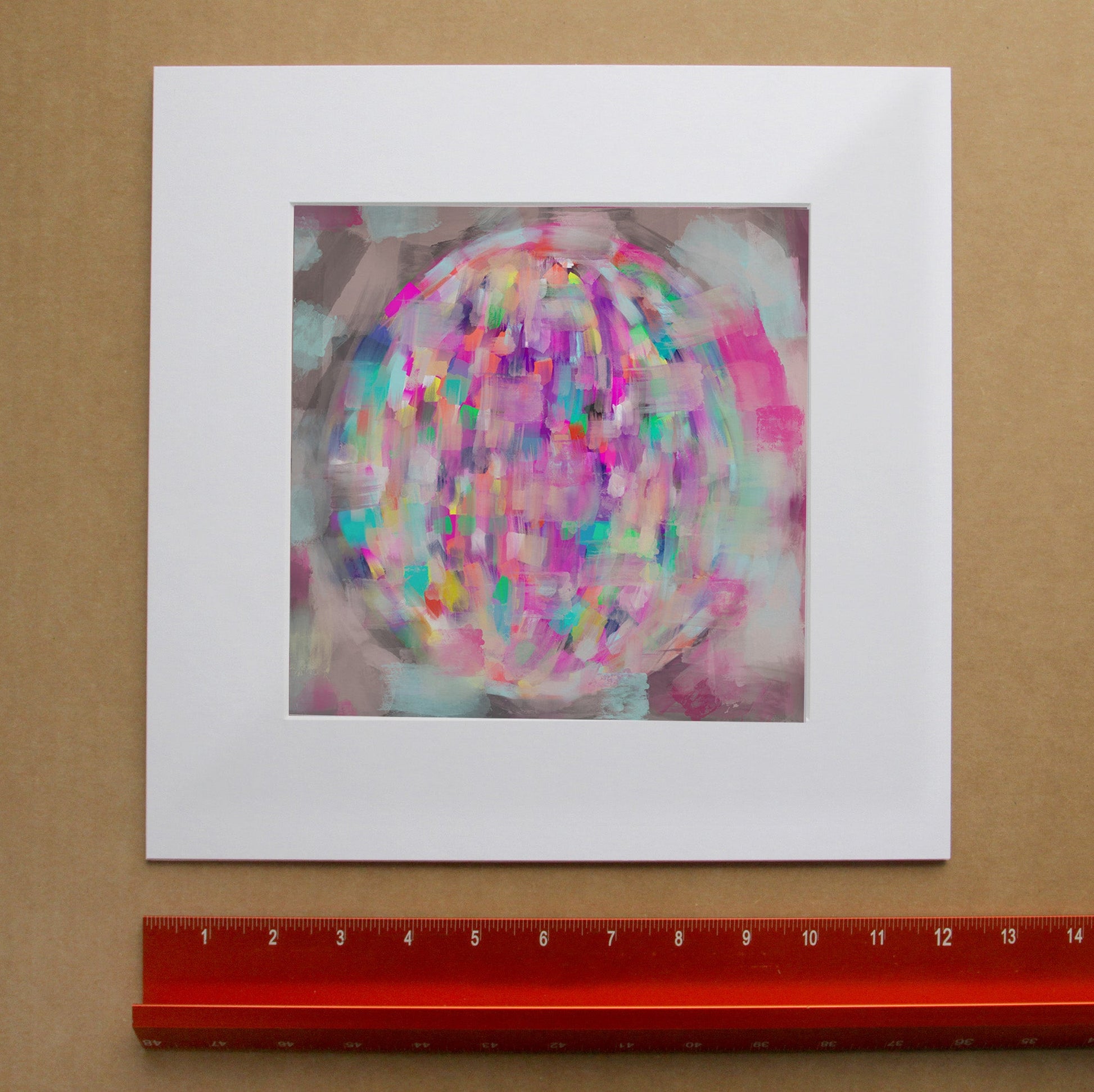 Disco Ball Art Print – Disco Ball Wall Art | Betsy Crum Art in matted square frame mockup