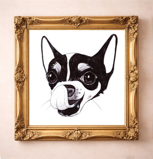 Chihuahua Ink Sketch — art print by Caya Crum in a gold frame