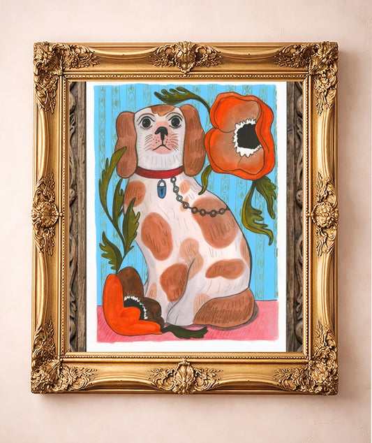 Smoking Cowboy Cavalier — art print by Caya Crum in a gold frame